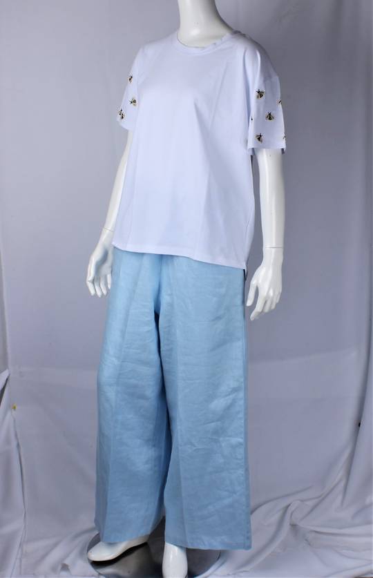 Alice & Lily  linen trousers blue w t-shirt S SIZES : S/M/L